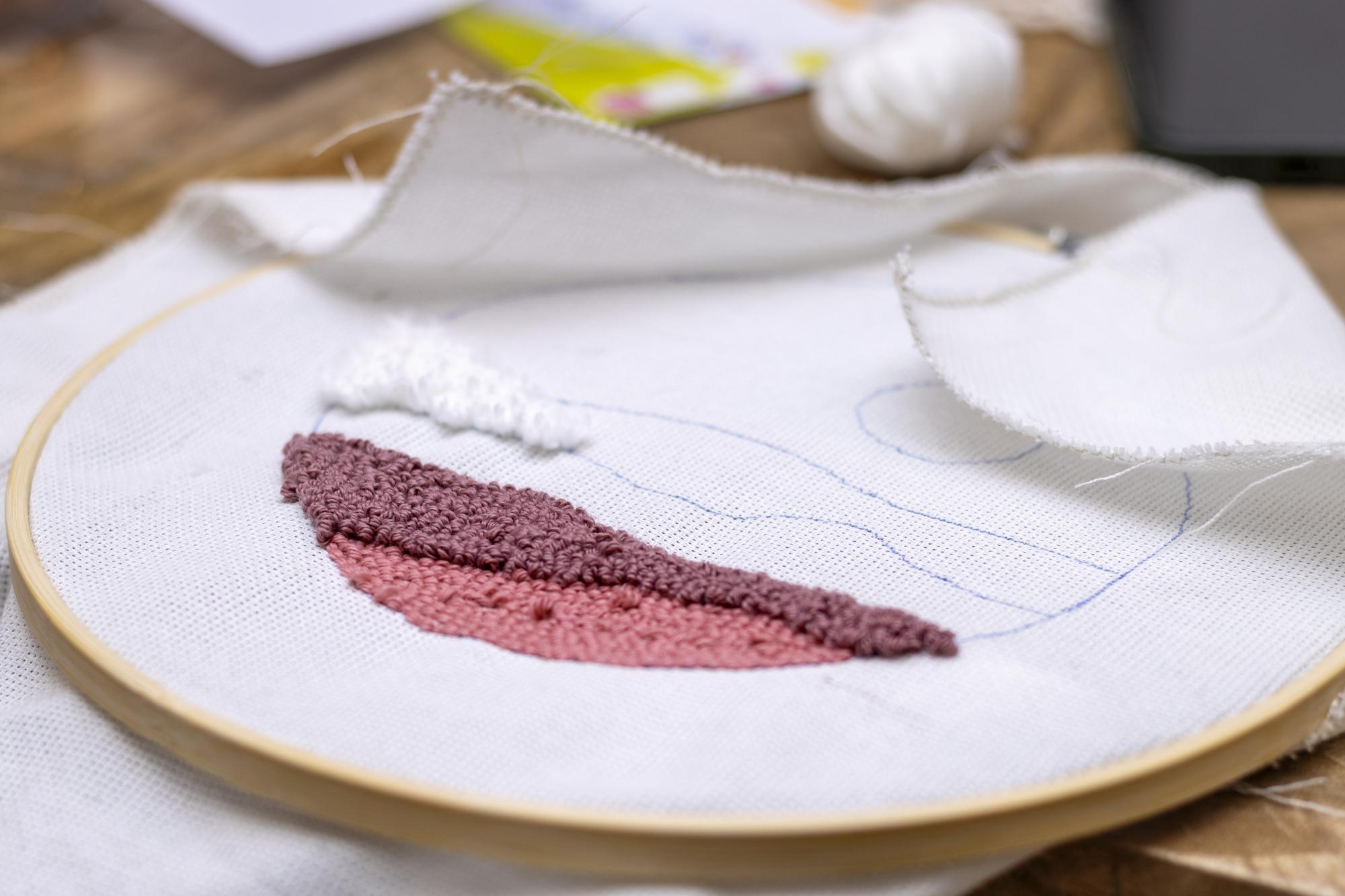 sample card showing color recipes and stitch maps