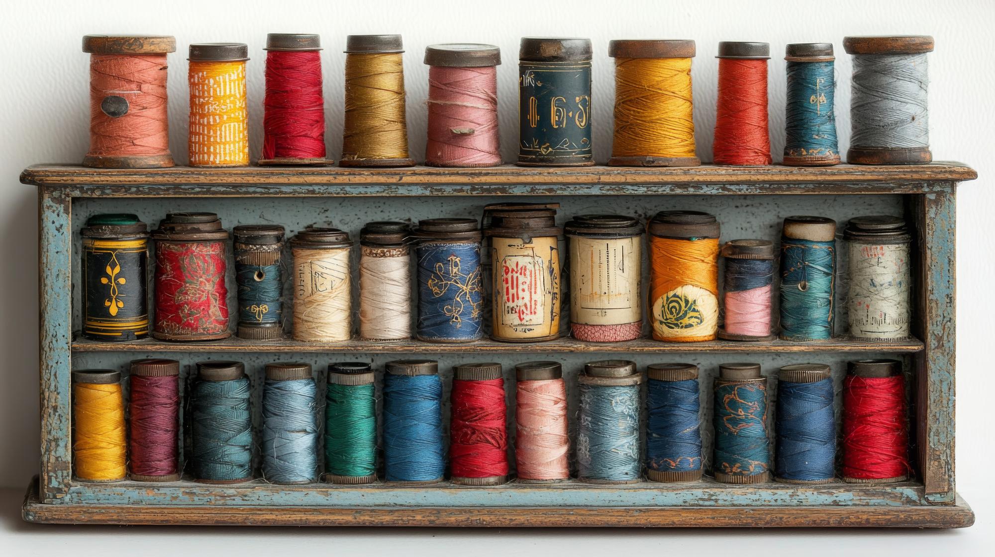untidy bulk of mixed thread spools